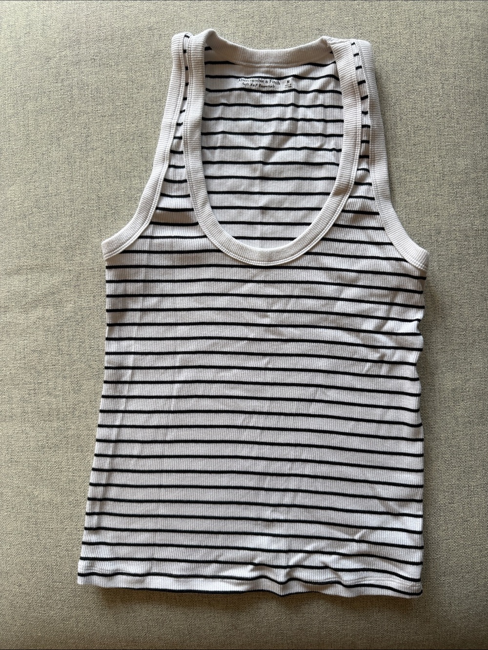 Abercrombie & Fitch White and Black Striped Ribbed Tank Top